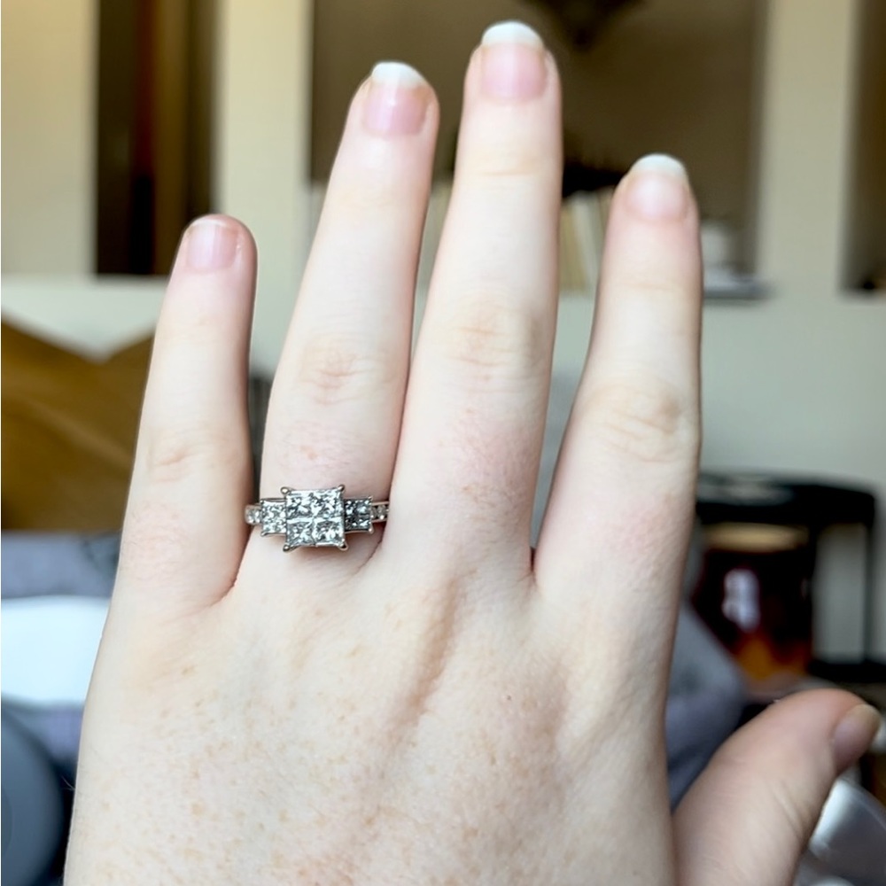 Diamond Engagement Ring (Size 8) Princess Cut White Gold Michael Hill